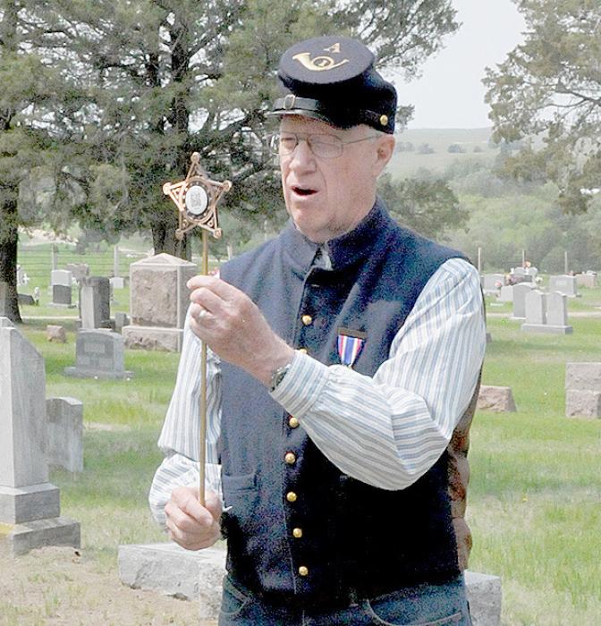 Norman Weber of Wisner, NE and representing the Sons of Union Veterans of the Civil War (SUVCW)’s Last Soldier Project, was at the Long Pine Cemetery in Brown County Nebraska to honor and forever mark the resting place of Cpl. John Scott Davisson, the last Union Civil War Soldier of Brown County.